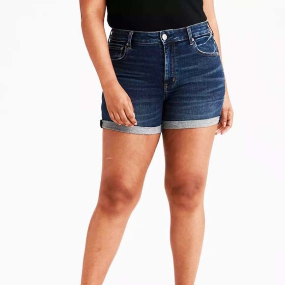 High Waist Dark Denim Shorts - American Eagle Jean Shorts - Picture 1 of 2